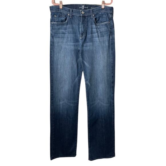 7 For All Mankind Jeans Mens Size 33 Austyn Slim Straight Leg Distressed Denim - Picture 1 of 13